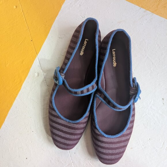 Larroudé Verona Stripe Ballet Flats Size 8.5 - Picture 5 of 11